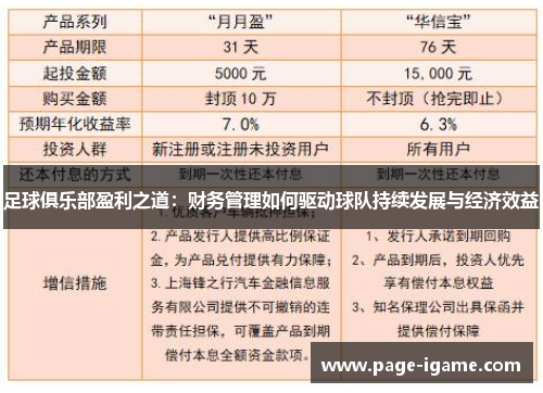 足球俱乐部盈利之道：财务管理如何驱动球队持续发展与经济效益