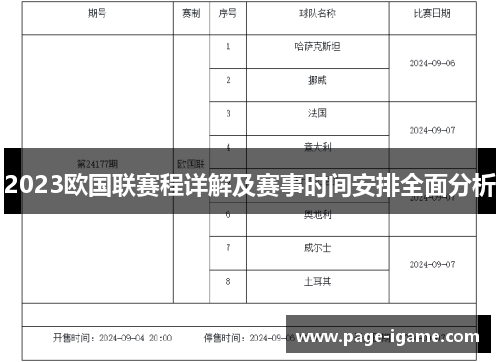 2023欧国联赛程详解及赛事时间安排全面分析
